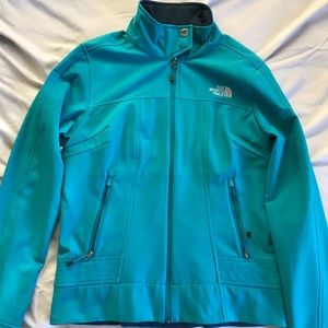 North Face teal soft shell jacket